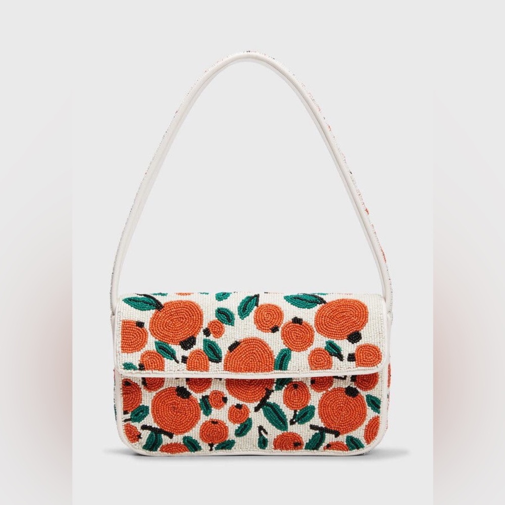 NWT STAUD Tommy Beaded Shoulder Bag Oranges Limited Edition - Picture 6 of 14